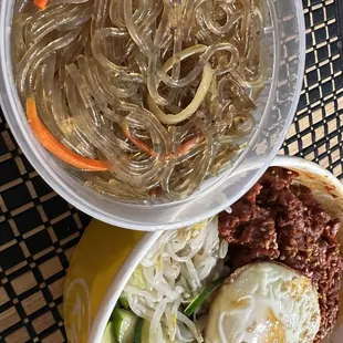 Side of Japchae ($7) &amp; Spicy Pork Bulgogi