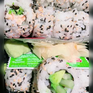 P1. Real California Roll (Real crab); P20. Avokyu Roll