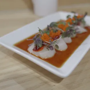 Hotate (scallop) Crudo - fresh, zesty, hint of chili