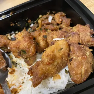 Salted egg butter chicken with coconut rice