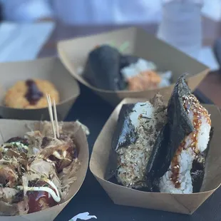 Onigiri, hand rolls, &amp; tonkatsu