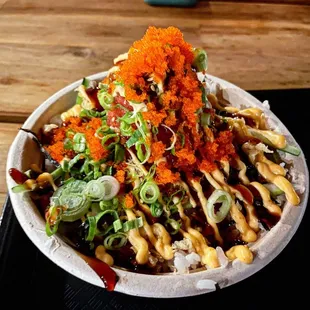 a bowl of food on a table