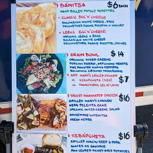 a menu for a food truck