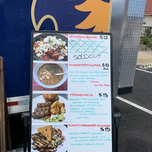 a menu for a food truck