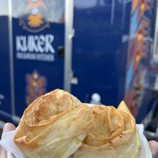 a person holding a plate of food