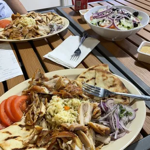 two plates of food on a table