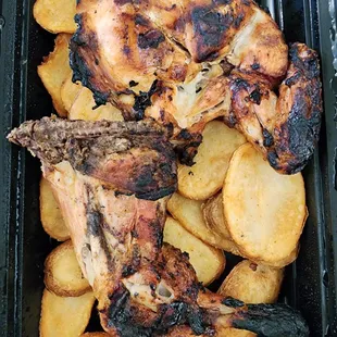 Grilled chicken with round fries