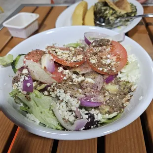 Greek salad and Spanakopita