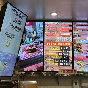menus on the wall of a fast food restaurant