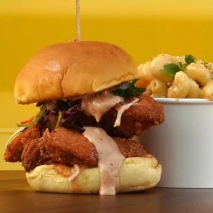 Kukri Chicken Sandwich with Mac N Cheese