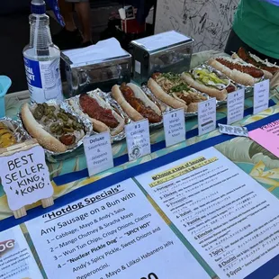 a variety of hot dogs