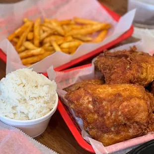 fried chicken and rice