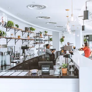 the interior of a coffee shop