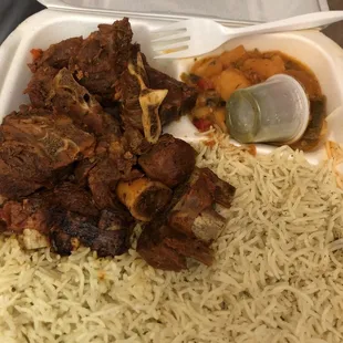 Goat meat with rice.