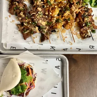 Grilled chicken bao sliders and the Kulantro Platter.