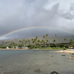 Rainbow frames the park.