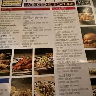 Menu was very difficult to read