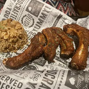 Fried Ribs and Turkey Dirty Rice,