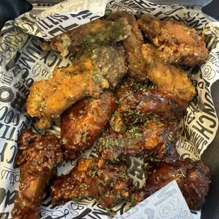 Garlic Parmesan wings and teriyaki wings