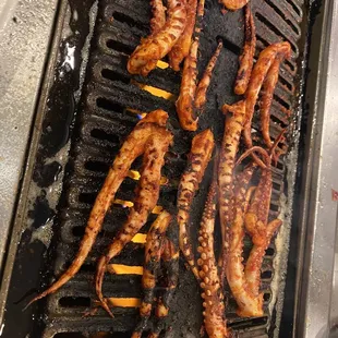 octopus legs on the grill