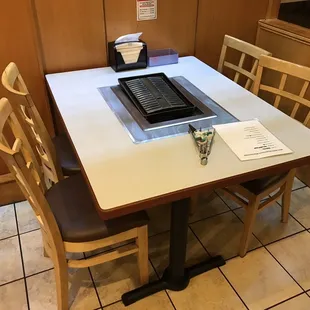 a table and chairs