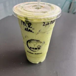 Rose matcha with almond milk, not super rosey