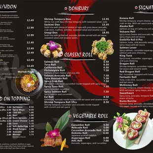 New Menu officially out! Vegetable rolls! More signature rolls! More options for kids appetizer! Sorry for sweet tea typo..