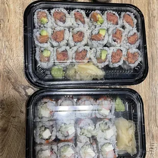 Spicy tuna, salmon avocado, and a sad Philly roll