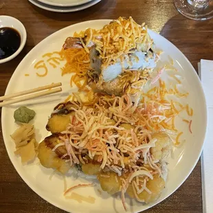 8 Piece Volcano Roll &amp; 8 Piece Angel Roll, both delicious!