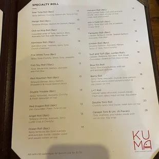 menu