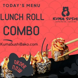 Lunch Special_ Roll Combo_Order now_KumaSushiBako.com