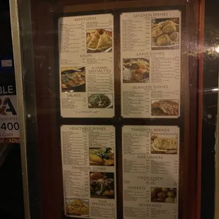 the menu of the restaurant