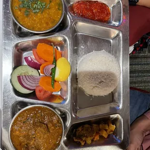 a tray of indian food