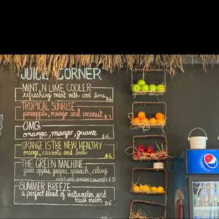 a menu on a chalkboard