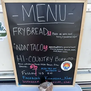 Menu as of November 7, 2023 *open Tuesdays 11:30am until sell out