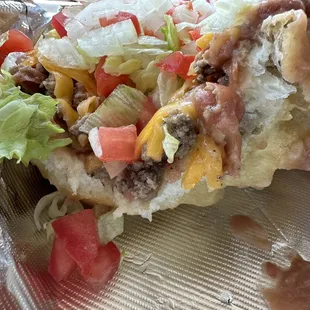 NDN Taco. Love the thickness of the Frybread. Fresh ingredients!