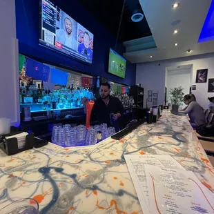 interior, sushi and sashimi