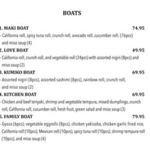 Boats - Menu