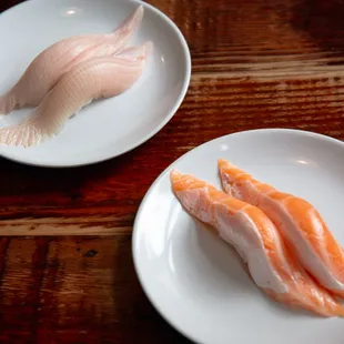 Salmon and yellowtail nigiri