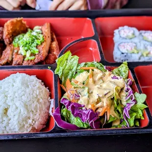 Chicken Katsu Bento Lunch Special with California Roll (4 pcs).