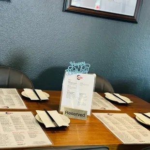 Reservation ready for birthday