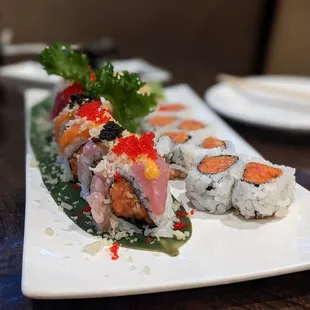 a plate of sushi