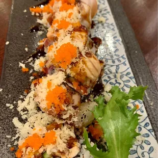 a sushi roll on a plate