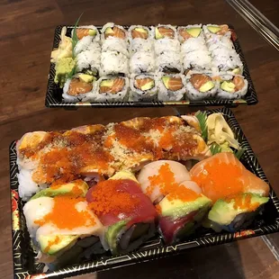 Rainbow Roll, Cindy&apos;s Roll, and Salmon Avocado Rolls