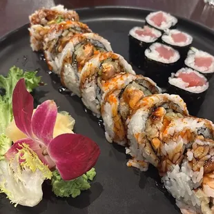 Salmon Tempura Roll Beef Hunan Style