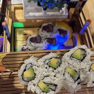 Avocado cucumber tuna cucumber roll