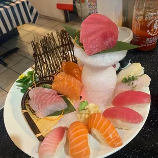 a plate of sushi