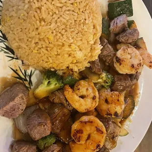 Filet and shrimp.