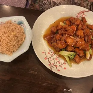General Tao chicken with chicken fried rice