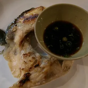 Hamachi Kama - Grilled Japanese Amberjack collar served w/ fresh ponzu.